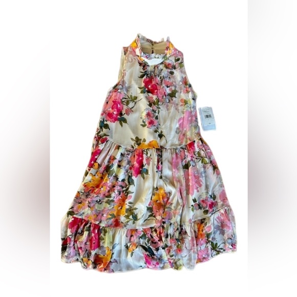 Bleecker 126 Dresses & Skirts - Bleecker 126 Watercolor Floral Chiffon High
Neck Baby Doll Dress. Size small‎